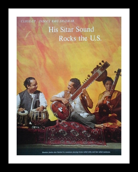 Ravi Shankar Portrait & Pictures 3 pages Sitar Hippies Beatles