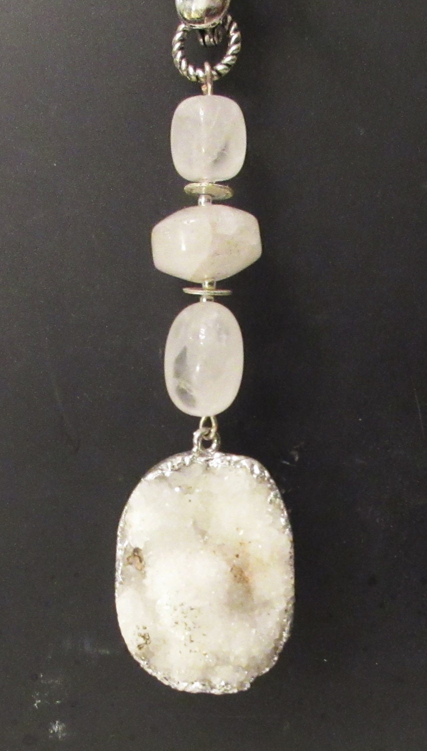 Druzy Quartz Jewelry Druzy Pendant Necklace White Quartz