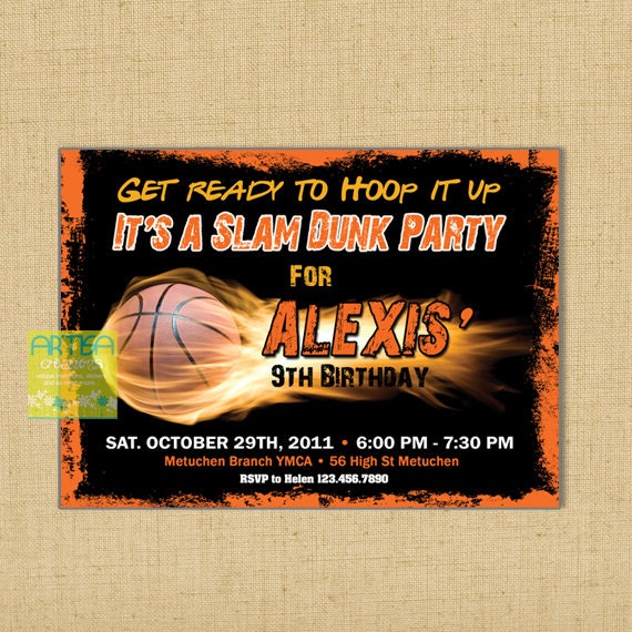 Basketball Birthday Invitation Printable File DIY Basketball