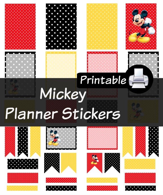 Disney Mickey Mouse PDF PRINTABLE Planner Stickers Happy