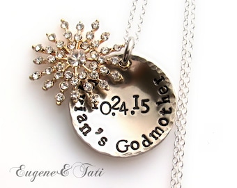 Baptism Gift Necklace, Godmother Necklace, Custom Baptism Gift for Godmother, Personalized, GOLD Filled Chain, Baptism Gift for Godparents