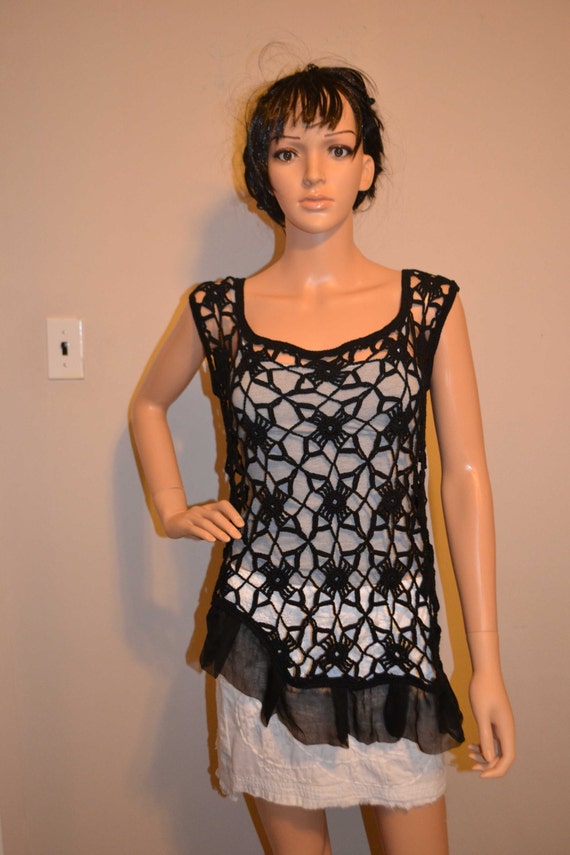 Items similar to Flower Pot Hand Made Crochet Cotton Tank Top Sizes 0