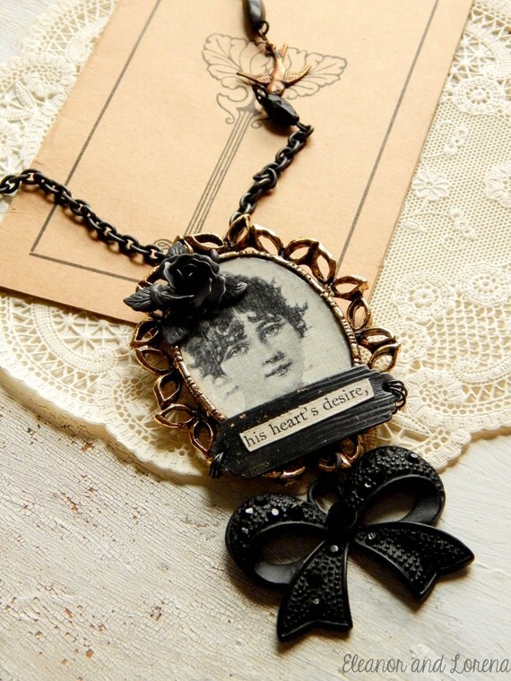 Mixed media assemblage necklace / vintage necklace / statement