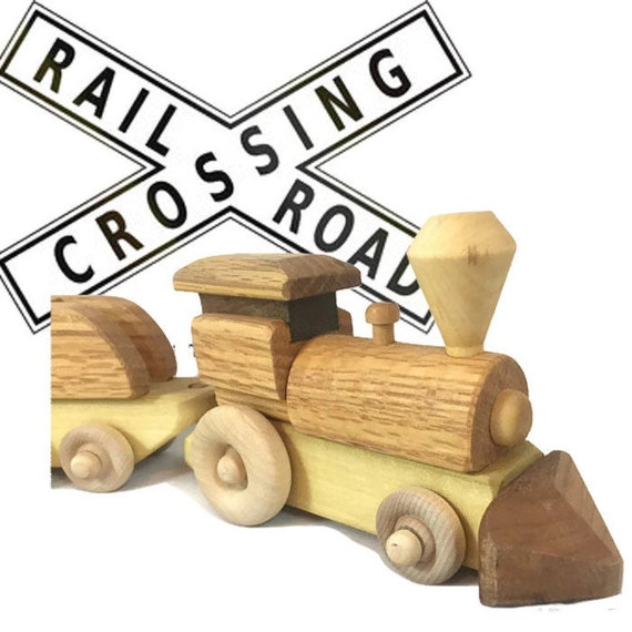 Toy Train Set 4 piece Unfinished Oak Wood by GrampsWoodToys