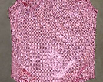 Gymnastics Leotards | Dance Leotards - Pink Ice Fushcia dots Hologram Baby, Toddler and Girl's sizes 18 Months, 2T,3T,4,5,6,7,8,10,12