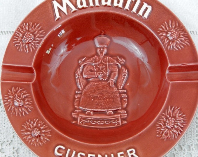 Vintage French Mid Century Ceramic Mandarin Cusenier Promotional Ashtray, Parisian Bistro Café Decor Smoking Collectibles, Tobacciana France Vintage French Mid Century Ceramic Mandarin Cusenier Promotional Ashtray, Parisian Bistro Café Decor Smoking Collectibles, Tobacciana France