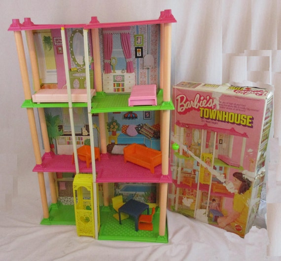 Vintage 1974 Barbie Townhouse with Box & Furniture 3 Story