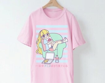 Watching Anime All Day Pink T-shirt/Sweater!