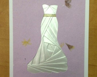 Iris Folded White Dress/ Wedding Dress Card