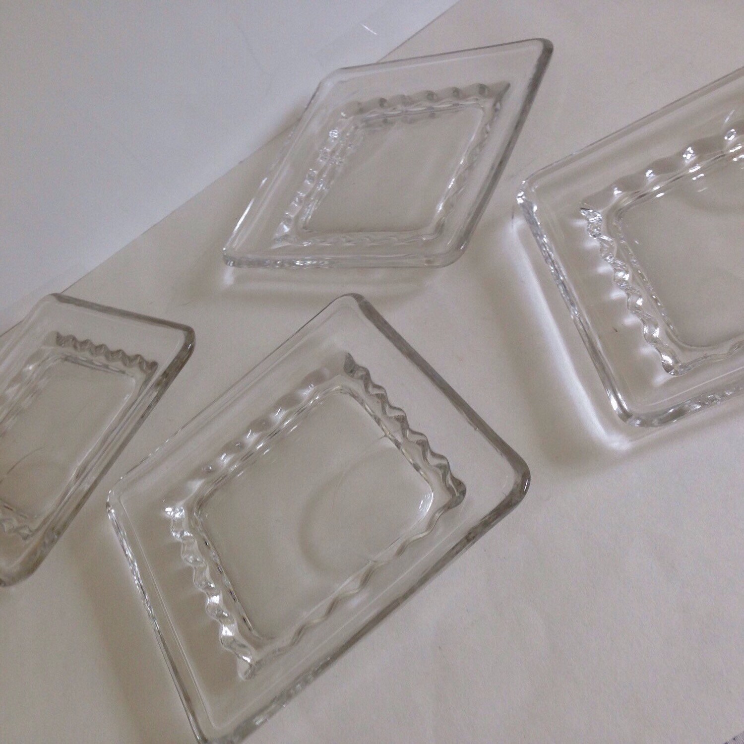 Vintage Square Glass Snack Plates Heavy by MerrilyVerilyVintage