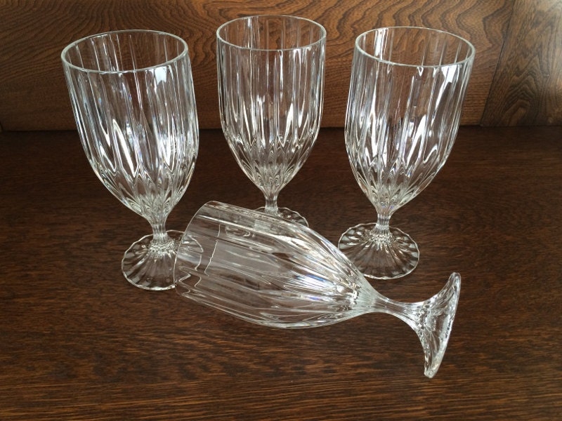 MIKASA PARK LANE Crystal Water Iced Tea Glasses 4 Pedestal