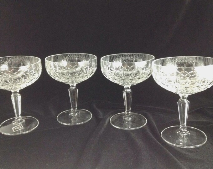 Mikasa Glasses Champagne Sherberts Summer Song, Mikassa Crystal Stemware, Set of 4 Mikasa Glasses 1970's