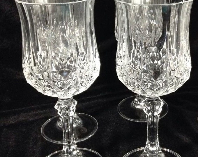 Crystal Stemware Glasses Set of 4 by Crystal d'Arques Longchamp Vintage Lead Crystal Goblets 6.5 inches Tall