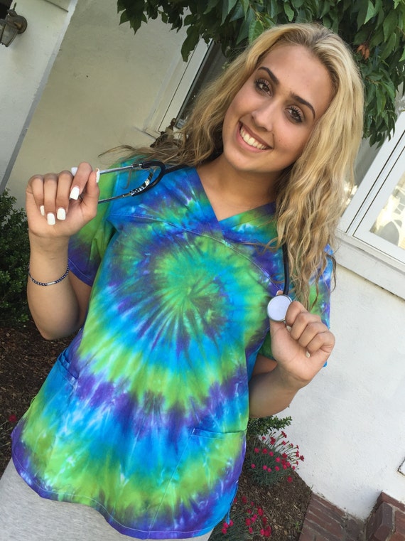 Tye dye scrub top Tie dye nurse's scrub groovy scrub