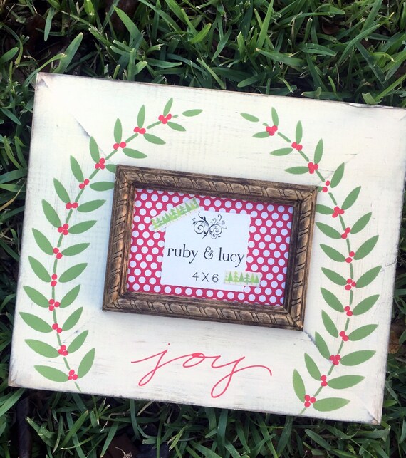 christmas frame custom hand painted distressed 4x6 hand