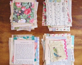 SALE 50 Piece Mixed Lot of Paper Pieces Vintage Paper Scrapbook Paper Vintage Paper Scraps Scrapbook Paper Scraps Paper Pack Destash
