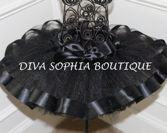 Black Ribbon Tutu - Newborn Baby Infant Tutu - Toddler Tutu