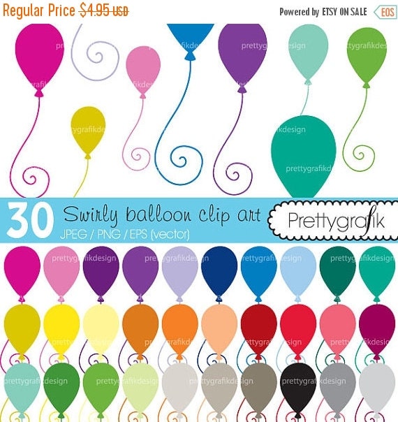 80% OFF SALE 30 balloons clipart commercial use, vector graphics, digital clip art, digital images - CL465 Il_570xn