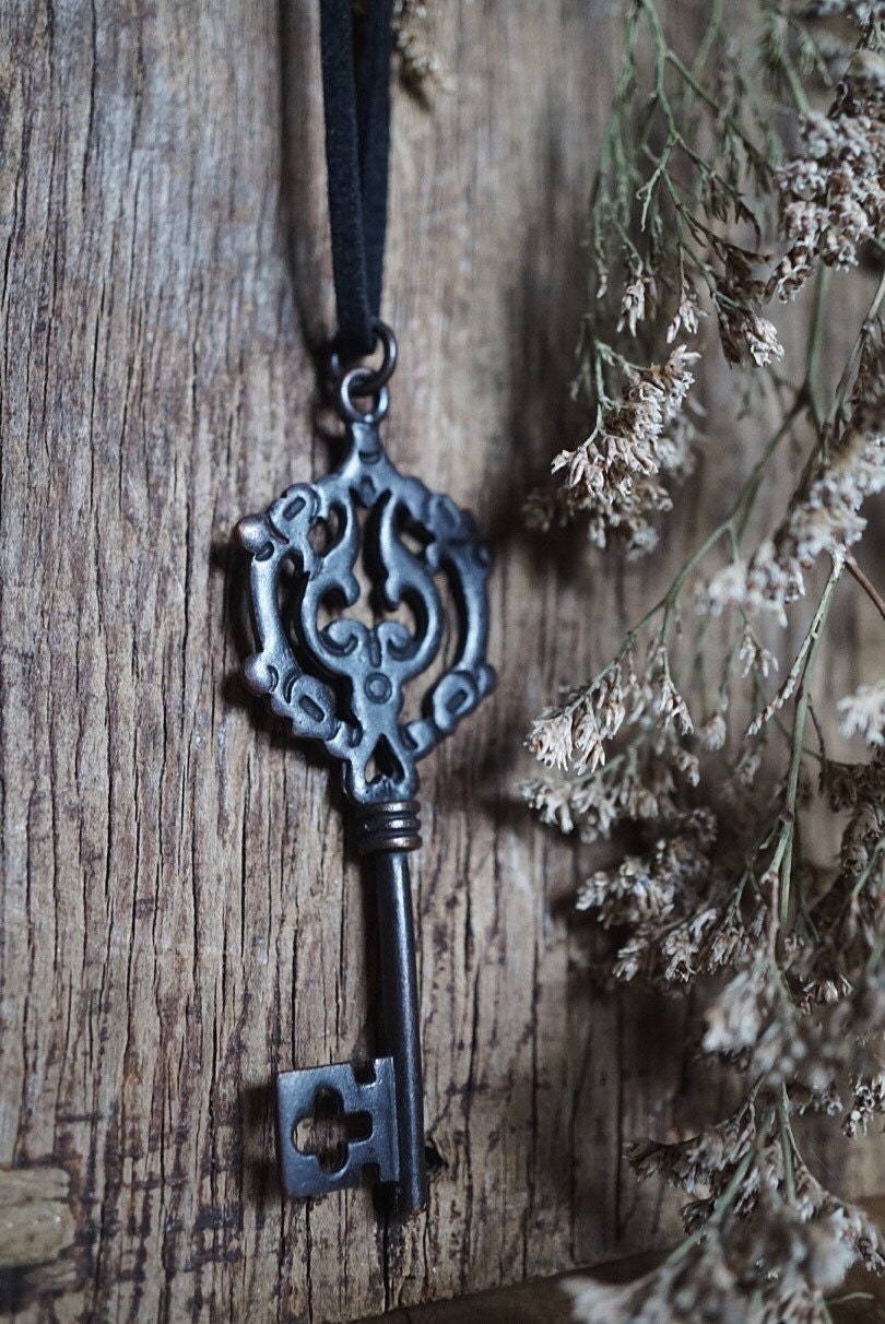 Brass Skeleton Key Necklace Vintage Key by KRUELINTENTIONS