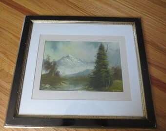 ANTIQUE OIL PAINTING On Canvas Post Impressionism Signed Antonio 1800's Wood Frame Detailed Border Matted In White And Creme 17" x 20"