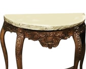 Indian Wood Stone Console Table Handcrafted Cabriole Legs Table Furniture India