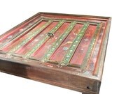 JAIPUR Antique Indian Furniture Coffee Table Red Floral Hand Painted Square Table