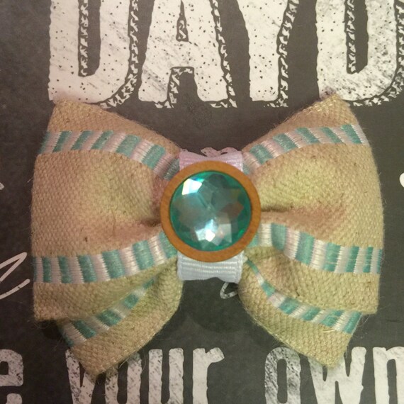 Bows for Dogs or Girls Mini 2 Burlap and Turquoise