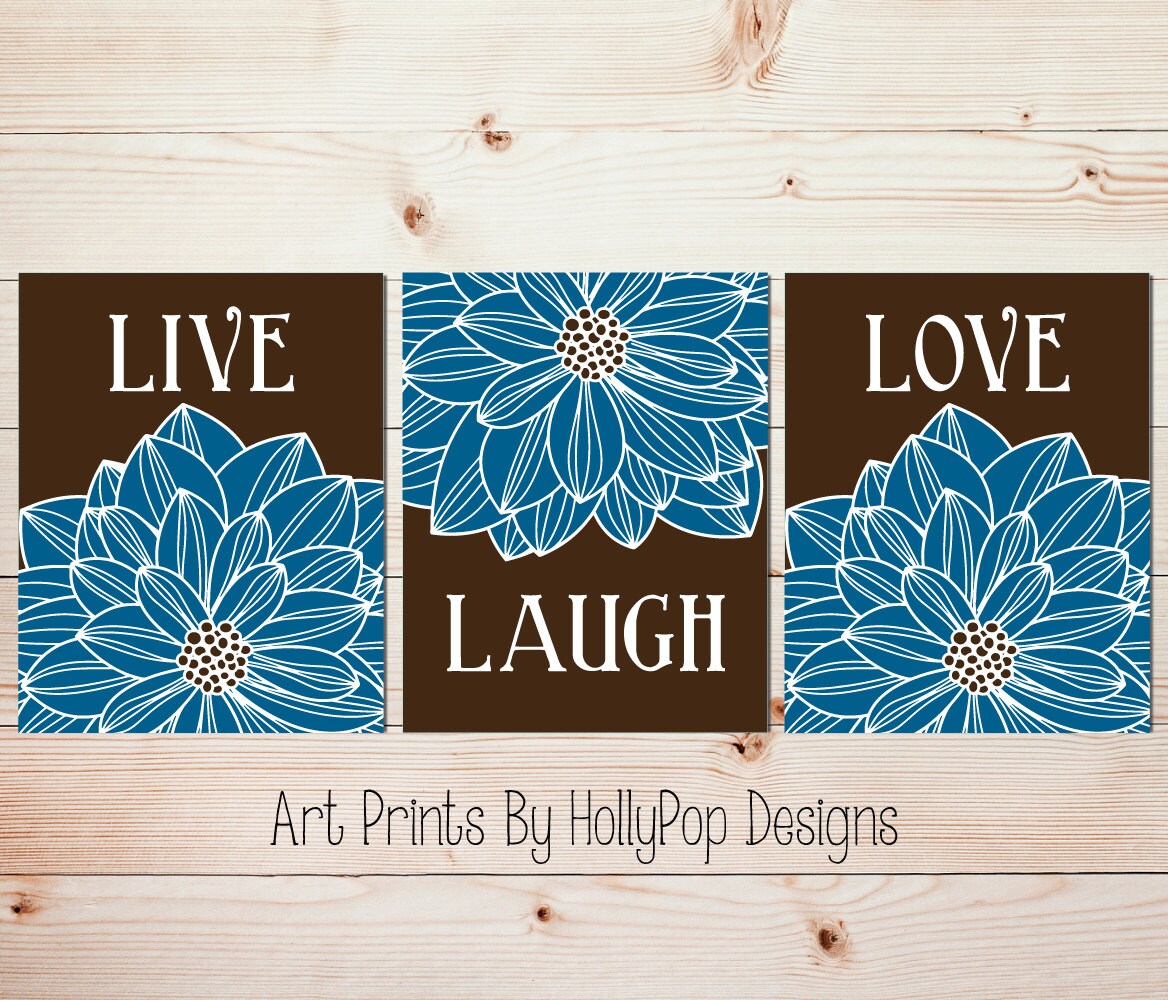 Live Laugh Love Kitchen wall prints Blue brown bedroom art