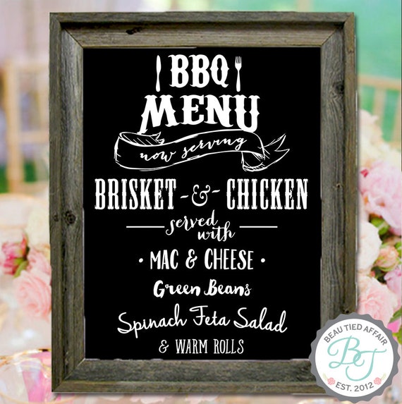 Download Items similar to BBQ Menu Sign • Wedding BBQ Menu • BBQ ...