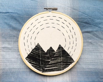 Mountains and Sky Embroidery Hoop Art