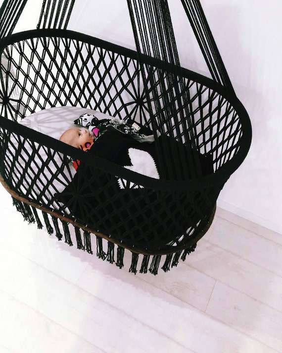 PREORDER Hanging Swinging Baby Cradle in Macrame by HangAHammock