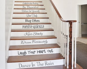 Stair Decals | Words to Live by | Stair Stickers | Family Wall Decals | Inspirational Quotes | Stairway Decals | Vinyl Lettering | Wall Art
