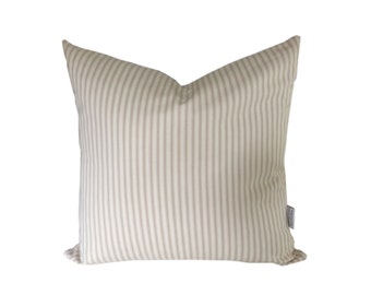 Cushion cover made in vintage ticking natural colour