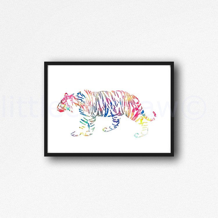 Abstract Geometric Tiger Colorful Animal Art by Littlecatdraw