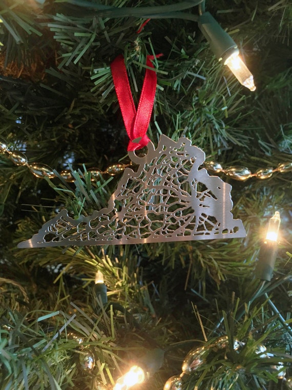virginia christmas ornament stainless steel cut map by cutmaps virginia christmas ornament stainless steel cut map by cutmaps