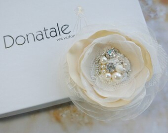 Bridesmaid gift Set of 2,3,4 Bridal Hair Flower Bridal Headpiece Bridesmaid Hair flowers Lace Headpiece Wedding Hair Flower - ELGA