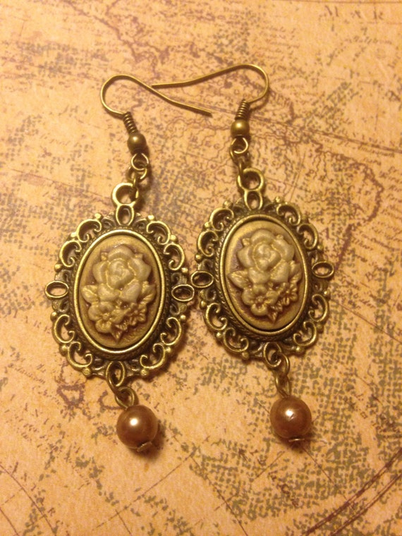 Dusty Roses Steampunk Earrings by CopperwalkDesigns steampunk buy now online