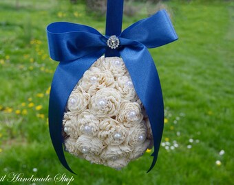 Kissing Ball, Sola Flower Kissing Ball, Dark Blue Pomander