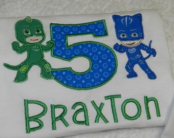 PJ Masks Birthday Shirt,Custom Catboy Shirt any Number and Name, Pick Your Character/s
