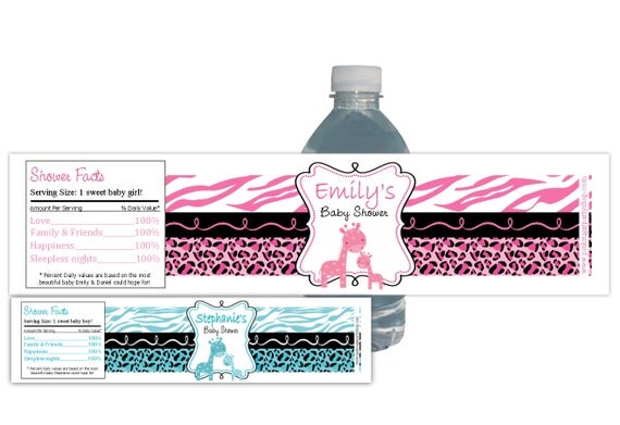 Safari Baby Shower(15ct) Water bottle labels Printed + Shipped Baby Shower Giraffe Il_570xn
