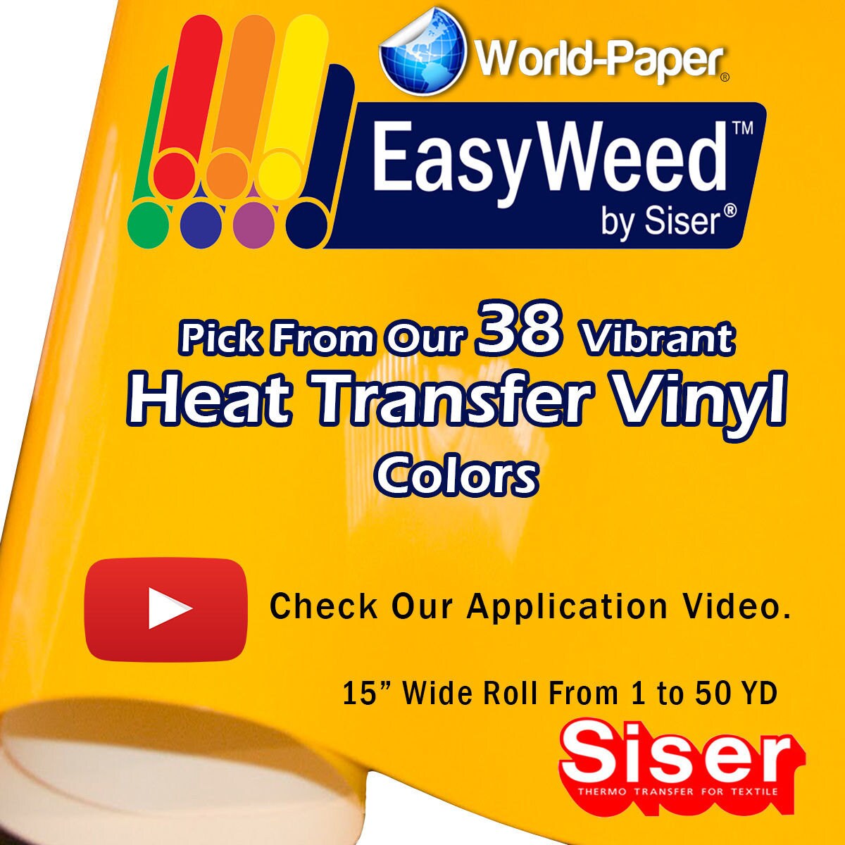 Siser EasyWeed Heat Transfer Vinyl 25 Sheets of 15 x by WorldPaper