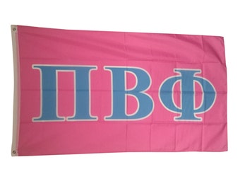 Pi Beta Phi Light Pink/Light Blue Letter Flag 3' x 5'