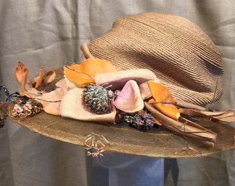 1920's Wide Brim Straw Hat GATSBY, Original