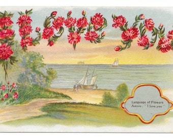 I Love You - Language of Flowers Postcard, c. 1910