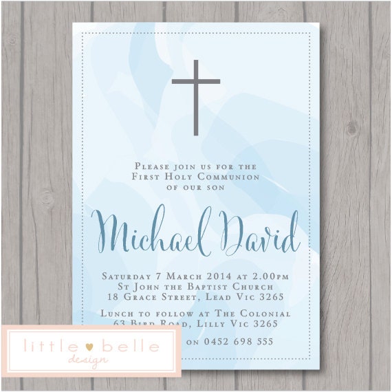 Boy First Holy Communion Invitation Printable by LittleBelleDesign