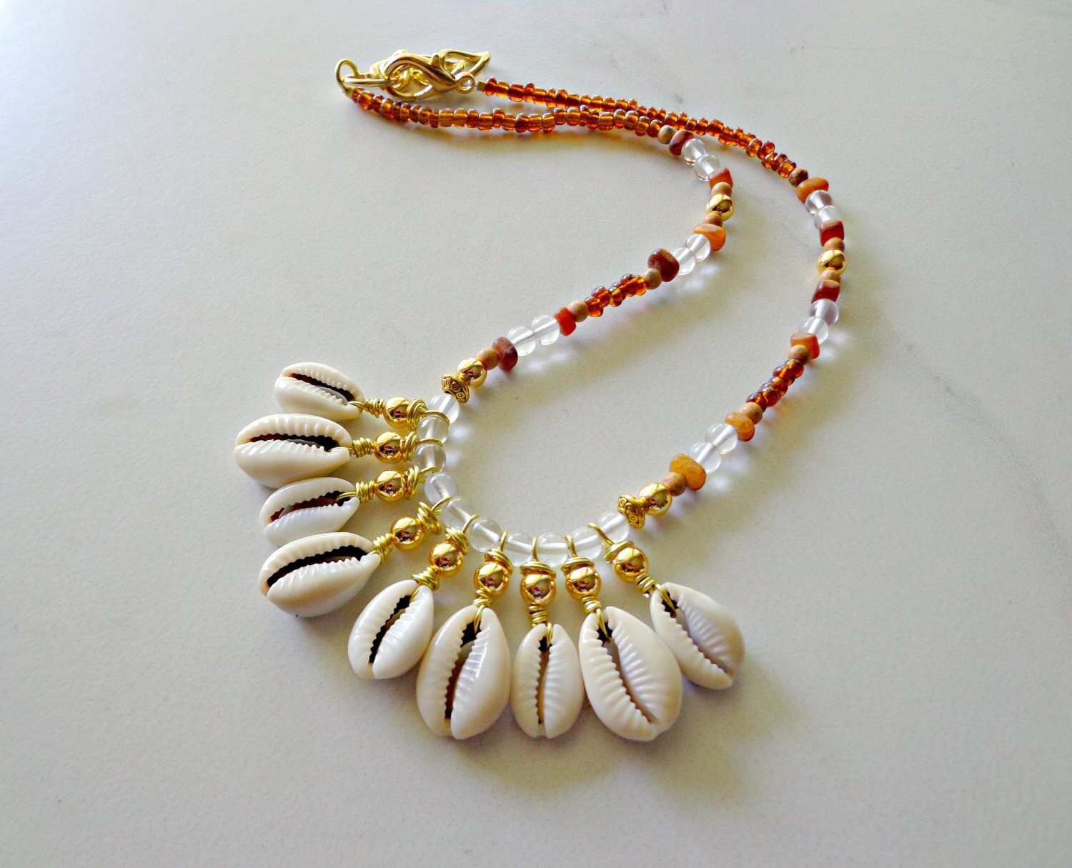 Sea Shell Necklace Cowrie Shell Necklace By Kheperaadornments