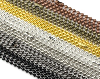 5 Pk - 24" 3.2mm Ball Chain Necklaces - Mix and Match - 24 Inch Sturdy Dog Tag Military Jewelry Necklace - Adjustable Length 3.2 mm Ball