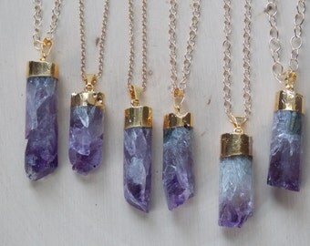 Tiny Amethyst Necklace: Raw Amethyst Necklace on by MalieCreations