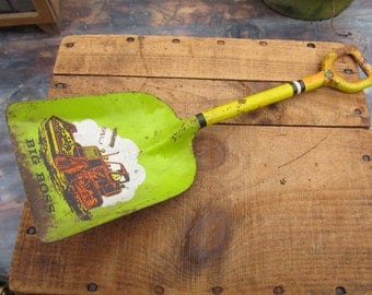 Vintage Ohio Arts Tin Lithograph Shovel - Big Boss Toy Shovel - Bulldozer Shovel