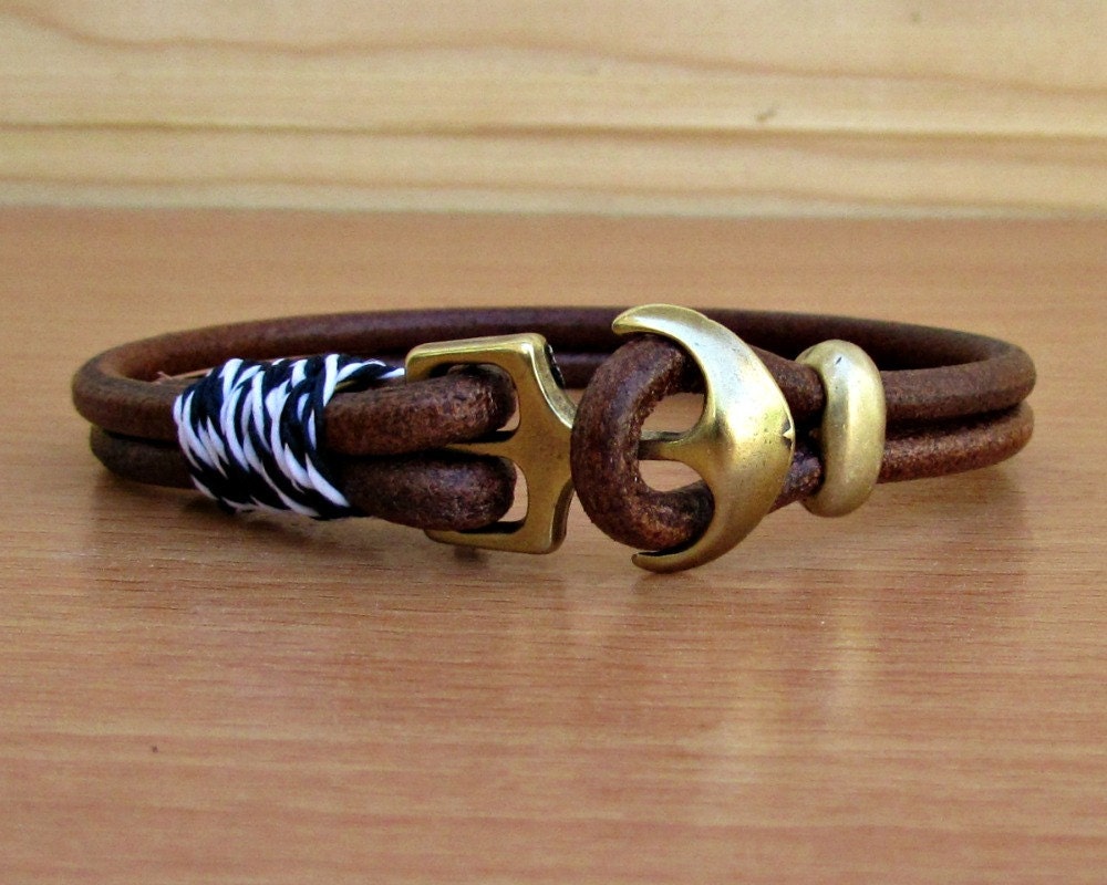 Anchor Mens Bracelet Mens Leather bracelet Cuff Nautical Rope